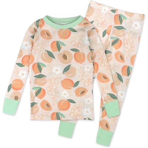 HonestBaby 2-Piece Pajamas Sleepwear PJs 100% Organic Cotton for Infant Baby and Toddler Girls'