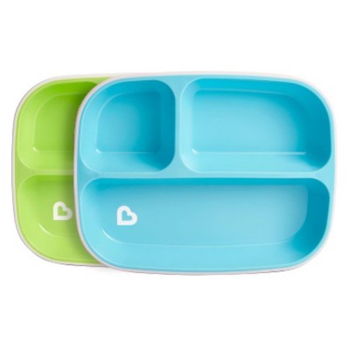 Munchkin 2pk Splash Toddler Divided Plates, Color: Blue/Green