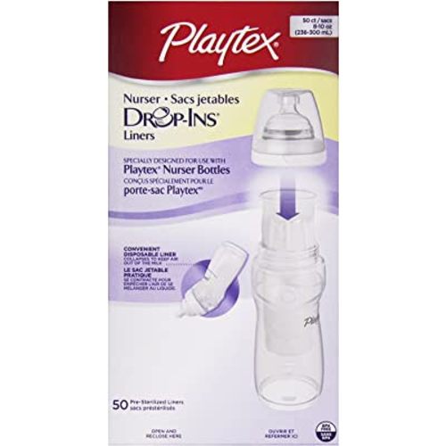 Playtex Baby Bottle Yellow Design Drop Ins 8 Ounce Nipple Cap Bag