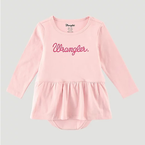 Baby Girl's Long Sleeve Logo Skirted Bodysuit | SALE | Wrangler®