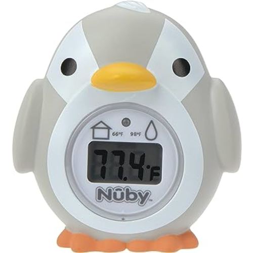 Nuby Bath and Room Digital Thermometer - Baby Thermometer for Safe and Cozy Bath and Room Temperatures - Penguin