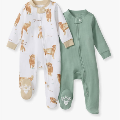 Burt's Bees Baby Boys Sleep and Play PJs, 100% Organic Cotton One-Piece Zip Front Romper Jumpsuit Pajamas