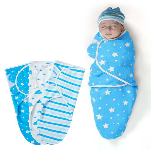 IR Imperial Rooms Newborn Baby Swaddle Wrap Sleepsack Blanket for 0-3 Months Blue Unisex 3 Piece
