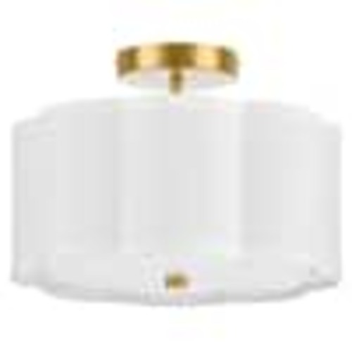 Merra 12.6 in. 3-Light White LED Semi-Flush Mount Ceiling Light Fixture with Flower-Shaped Fabric Shade E26 Bases HCF-1013-GF-BNHD-1