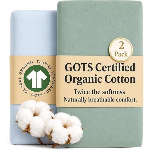 2 x GOTS Organic Bedside Bassinet Sheets 33x20