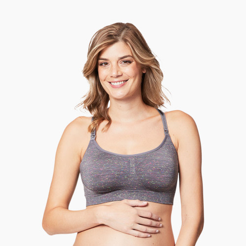 Cake Maternity Cotton Candy Seamless Sleep & Yoga Nursing Bra - Charcoal, M