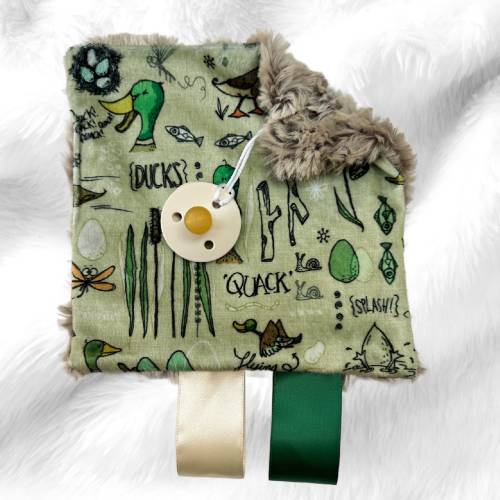 Mallard Duck Pacifier Holder | Minky Crinkle Toy | Baby Accessories | Sensory Toy | Baby Shower Gift