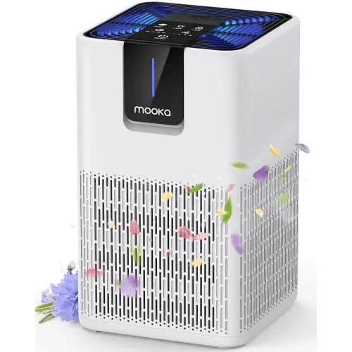 Air Purifiers for Home Large Room Up to 1250 Ft²,MOOKA H13 HEPA Air Purifier for Pets Dust Odor Smoke,Aromatherapy Function,Air Cleaner with 15dB Quiet Sleep Mode for Bedroom Office Living Room,White