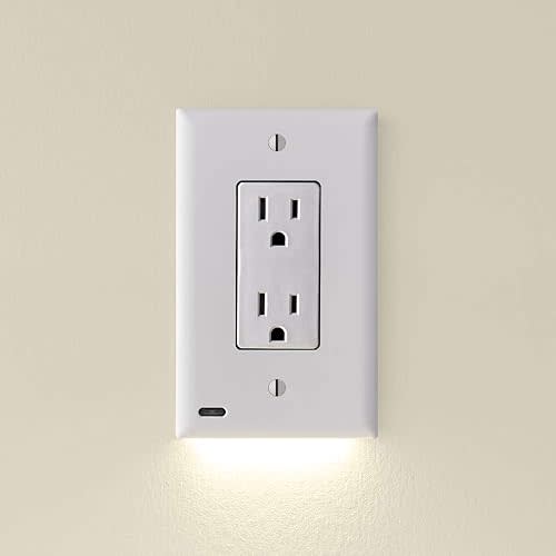 3 Pack - SnapPower GuideLight 2 for Outlets [for Standard Decor, Not GFCI outlets] - Night Light - Electrical Outlet Wall Plate with LED Night Lights - Automatic On/Off Sensor - (Décor, White)