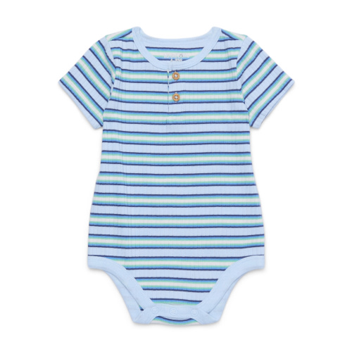 Garanimals Baby Boy Short Sleeve Flat Rib Striped Henley Bodysuit, Sizes 0-24 Months