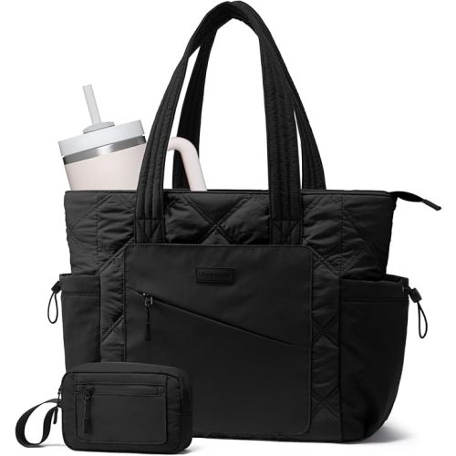 LOVEVOOK Tote Bag for Women, puffer tote bag for Work Travel Nurse, Lightweight quilted Bags with Compartments