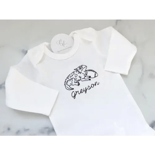 Horned Frog Football Name Embroidery Baby Bodysuit