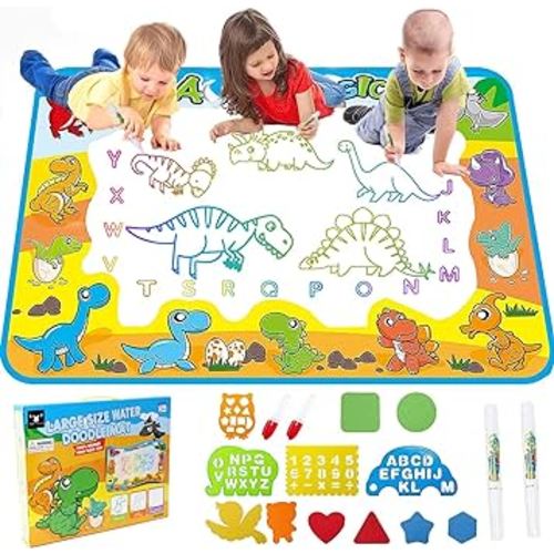 Kids Toys Water Doodle Mat: Dinosaur Painting Coloring Pad for Toddlers 1-3 - Aqua Magic Drawing Board for 2 3 4 Year Old Toddler Arts and Crafts Christmas Birthday Gifts for Girls Boys Age 2-4 3-5