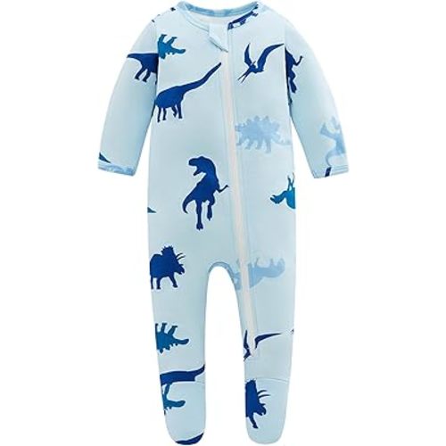 Owlivia Organic Cotton Baby Pajamas, Boys Girls Zip Front Sleep 'N Play Pjs, Footed Sleeper, Long Sleeve