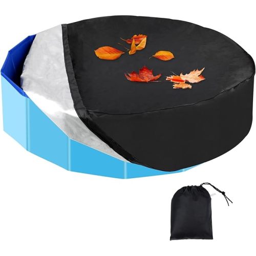 Rypet Dog Pool Cover Foldable Round Pool Pet Collapsible Swimming Pool Cover Kiddie Pool Cover Portable Pool Accessories for Dog Kiddie Pool Bathing Tub - 4X-Large - 79"*12" - 210D-Black