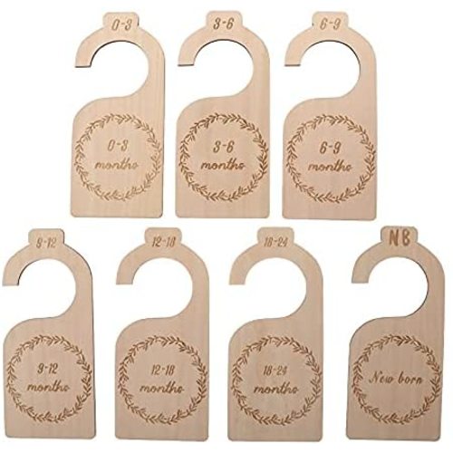 (7 Pieces) Baby Closet Dividers, Adventure Baby Closet Dividers By Month, Nursery Closet Organizer Wooden Newborn Wardrobe Divider Kids Clothes Divider to Arrange Clothes with Separator By Size or Age for Baby Shower 0 - 24 Months
