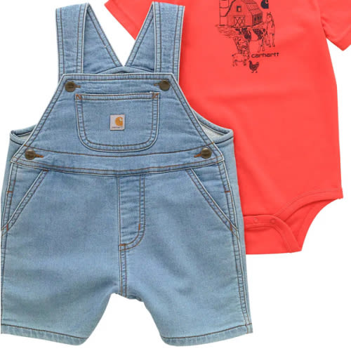 Boys' 2-Piece Short Sleeve Bodysuit & Denim Shortall Set (Infant) | 9M | Carhartt