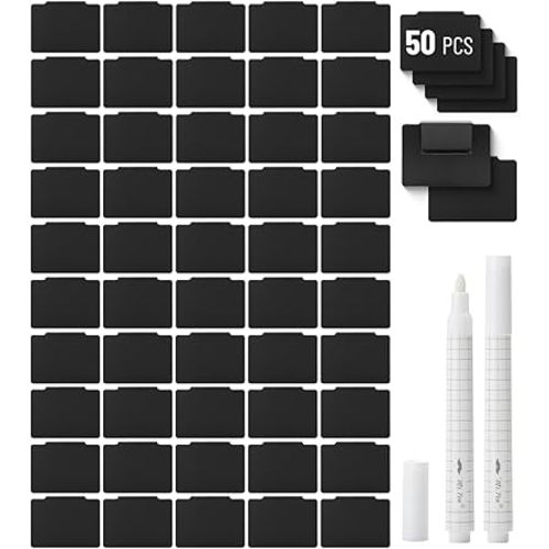 Mr. Pen- Basket Labels Clip On Set, 52 pcs, 50 Removable Bin Labels Clip On with 2 Chalk Markers, Storage Bin Labels for Storage Bins, Clip On Labels for Storage Bins, Basket Tags, Bin Clips