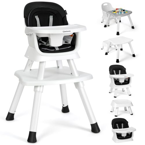 Richya 8 in 1 Baby High Chair for Babies, Toddler Dining Booster Seat, BPA Free PP Material, Black