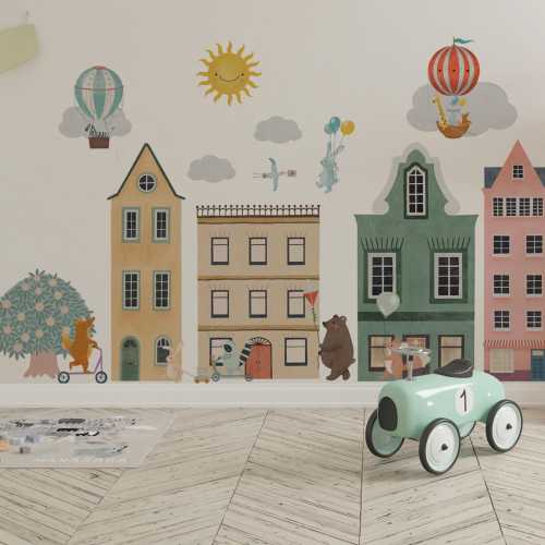nursery wall decals, animals wall decals, house wall decals, city wall decals, nursery peel and stick decals,