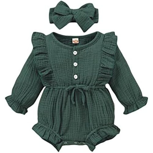 Newborn Baby Girl Clothes Romper Fall Winter Outfit Ruffle Long Sleeve Jumpsuit One Pieces Romper Bodysuit