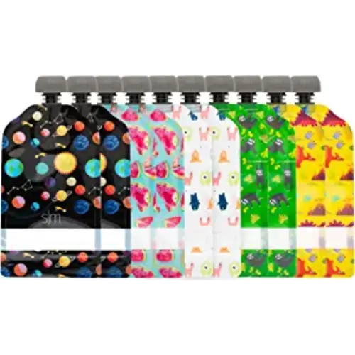 Simple Modern Reusable Baby Food Pouches for Toddlers | BPA Free Plastic refillable freezer safe squeeze pouch | 10 pack | 5oz | Assorted - 5 oz - Assorted 2