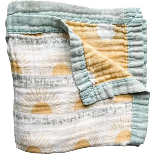 Scripture Blessing Blanket | Toddlers Double Sided Muslin Blanket | Super Soft Swaddle Blanket with 6-Layers | Luxury, Breathable Toddler Essentials for Girls and Boys | 47" X 47"