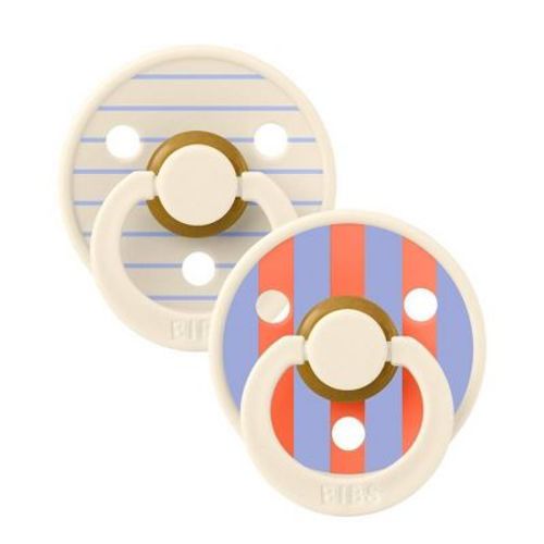 Bibs Studio Collection Colour Stripe Latex Pacifier 0-6 Months - Pink Ivory Hush Mix - 2pk