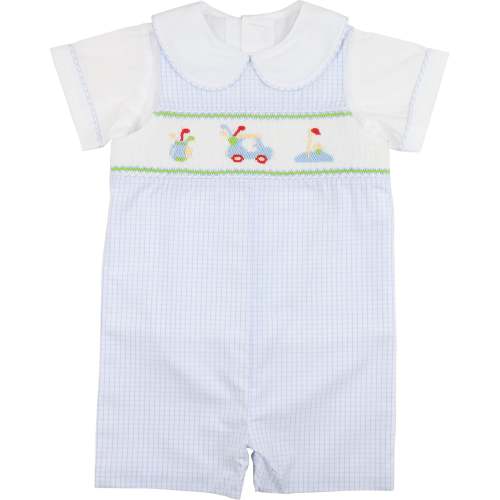 Blue Windowpane Smocked Golf Jon Jon Set – Cecil & Lou