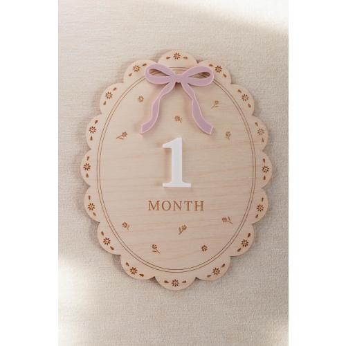 Baby Girl Monthly Milestone Cards: Vintage Lace Scalloped Photo Prop with Bow