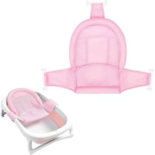Colorlife Baby Bath Seat Support Net Infant Bathing Seat Support Mat, Adjustable Comfortable Non-Slip Three-Pointed Baby Shower Net Bathtub Sit Up Net for Newborn 0-12 Months-Pink(No Bathtub)