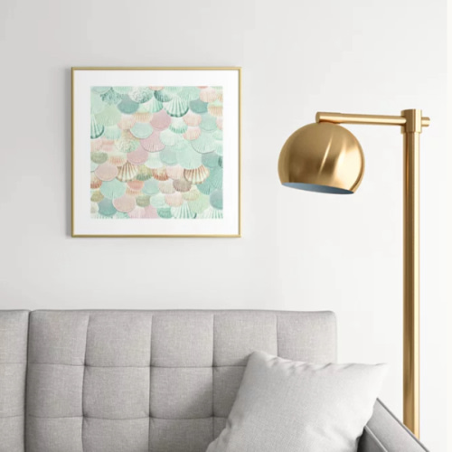 MERMAID SHELLS - MINT & ROSEGOLD Framed Art Print by Monika Strigel | Society6