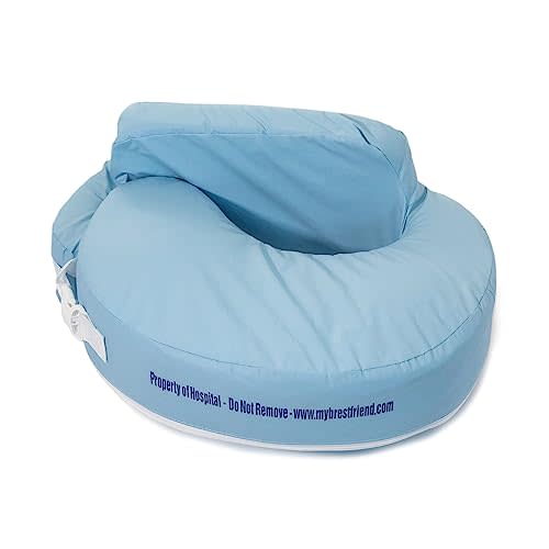 My Brest Friend Super Deluxe Nursing Pillow for Breastfeeding and Bottlefeeding with Lumbar Support, Convenient Pocket and Removable Slipcover, Professional