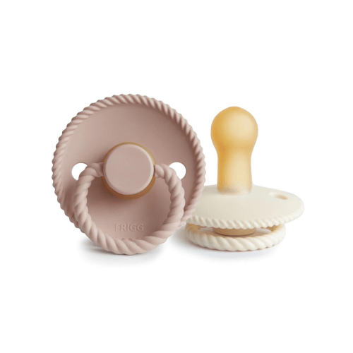 Rope Natural Rubber Pacifier 2-Pack, Cream/Blush