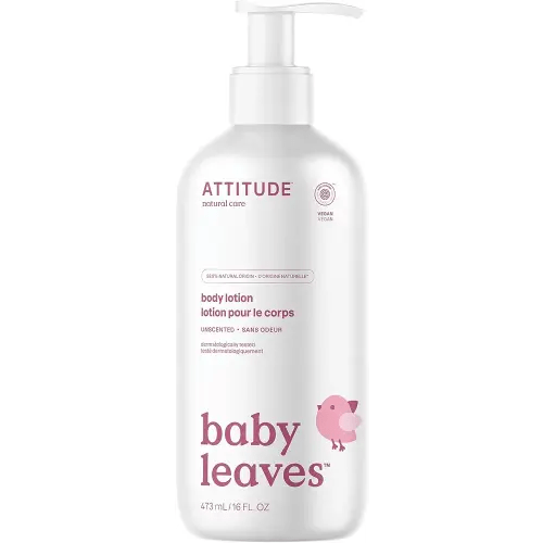 ATTITUDE Baby Lotion, EWG Verified Moisturizer, Dermatologically Tested Moisturizing Cream, Vegan and Cruelty-Free, Unscented, 16 Fl Oz