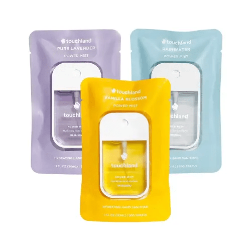 Touchland Power Mist Hydrating Hand Sanitizer Spray, BLOSSOM Trio Set (Lavender, Vanilla, Rainwater), 1 FL. OZ. Travel Size (Set of 3)