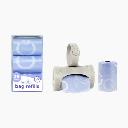Ubbi On-the-Go Bag Dispenser - Gray, Dispenser + 60 Count Bag Refills