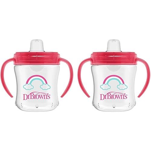 Dr. Brown's Transition Sippy Cup with Soft Spout - Pink - 6oz - 6m+ (Pack of 2)
