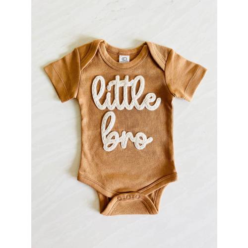 LITTLE BRO BODYSUIT - Announcement Onesie® - Hand Embroidered - Baby Announcement - Sibling Announcement Shirt - Family Matching