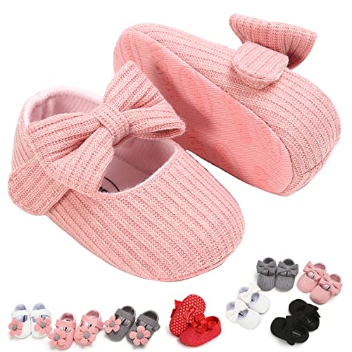 Baby Girls Mary Jane Flats with Bowknot Floral Princess Wedding Dress Shoes Soft Newborn Infant Crib First Walkers Prewalker