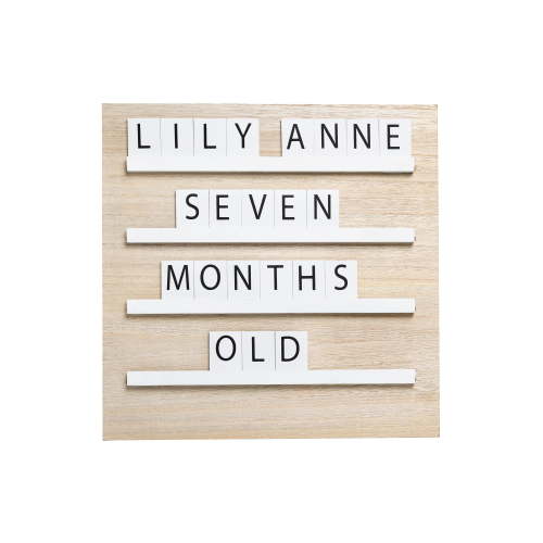 Pearhead Wooden Tile Letterboard, Neutral, Baby Keepsake Photo Prop