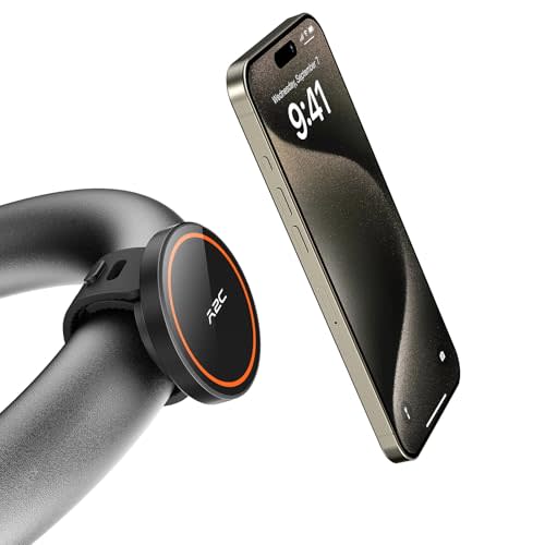 A2C Fitness Phone Mount for MagSafe, 17 N54 Strong Magnet, Adjustable Strap | 3-in-1 Mount - Magnetic Gym Mount, Adhesive Mount, Handlebar Mount for Stroller, Golf Cart, Treadmill, Peloton Exercise Bike
