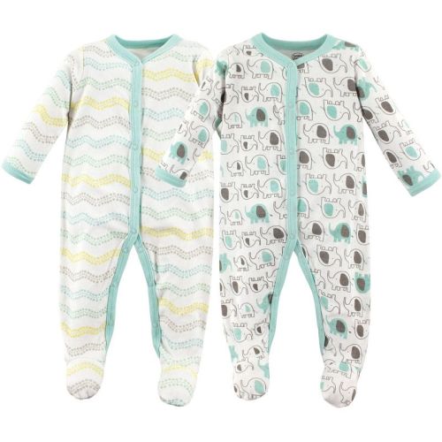 Luvable Friends Baby Cotton Snap Sleep And Play 2pk, Elephants, 3-6 Months