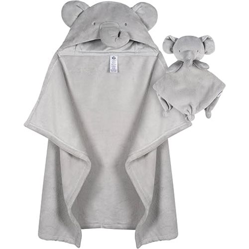Gerber Baby Unisex Hooded Wearable Blanket & Security Blanket Set, Animals + Geos Neutral, One Size