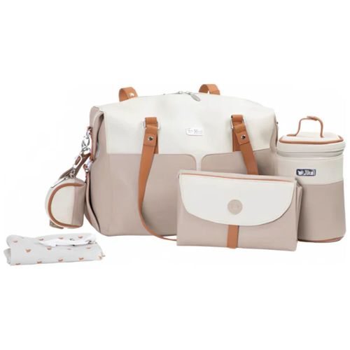 Jikel - Diaper Bag With Changing Mat & Bottle Storage - Beige