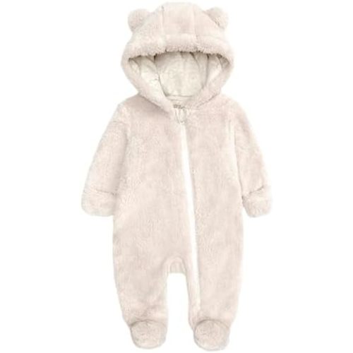Baby Snowsuit Bear Ear Hooded Jumpsuit Fleece Romper Zipper Winter Coat Outfits