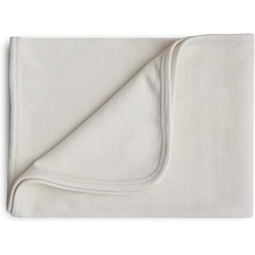 mushie Extra Soft Baby Blanket | 100% Organic Cotton Ribbed Receiving Blanket, Swaddle, Stroller | 35x35 Inch (Ivory)