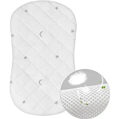 Waterproof Bassinet Mattress Pad Cover Compatible with Halo Bassinest Swivel, Glide Sleeper, Waterproof Bassinet Mattress Protector, Breathable Proven to Reduce Suffocation Risk, Grey Star - For Halo BassiNest Swivel, Baby Bassinet