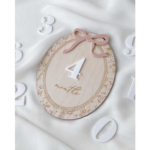 Baby Girl Milestone Sign Cards Etsy (Ornate + Pink Bow)