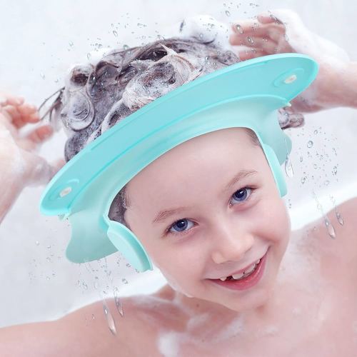 Baby Shower Cap Safe Silicone Protection Bath Cap Soft Adjustable Visor Hat for Protector Head Eye Ear Shampoo for Toddler Kids Children